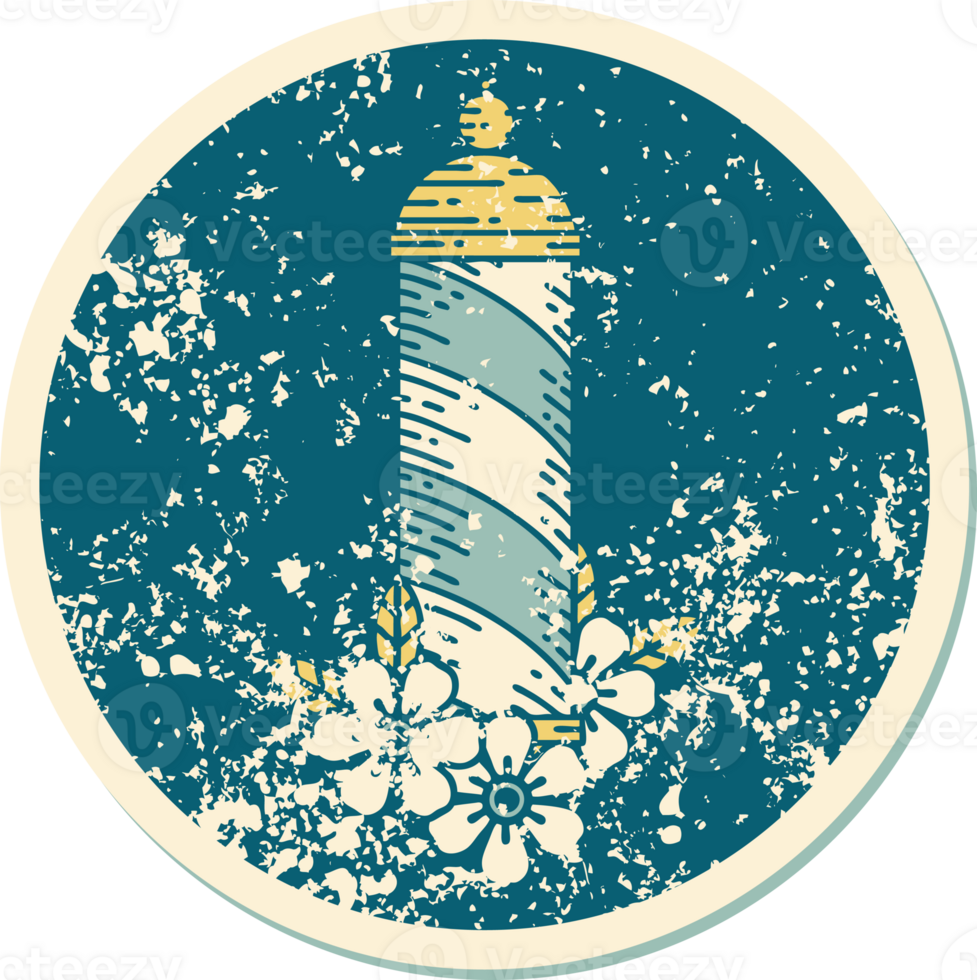 distressed sticker tattoo style icon of a barbers pole png