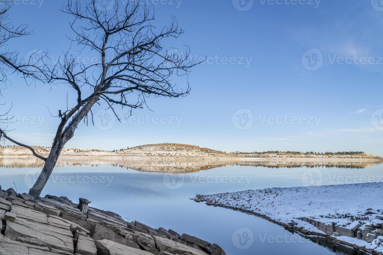 Carter Lake in northern Colorado in winter scenery photo