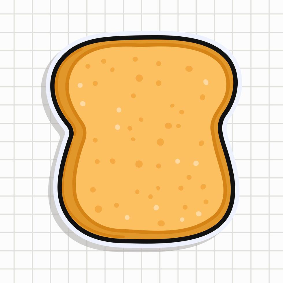 Cute funny Toast piece of bread sticker. Vector hand drawn cartoon kawaii character illustration icon. Isolated on background Toast piece of bread card character concept