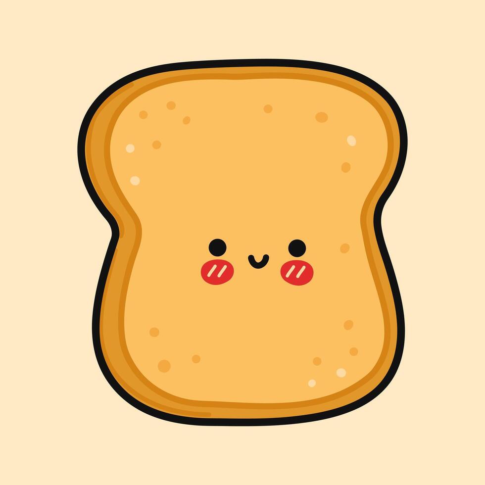 Cute funny Toast piece of bread. Vector hand drawn cartoon kawaii character illustration icon. Isolated on brown background. Toast piece of bread character concept