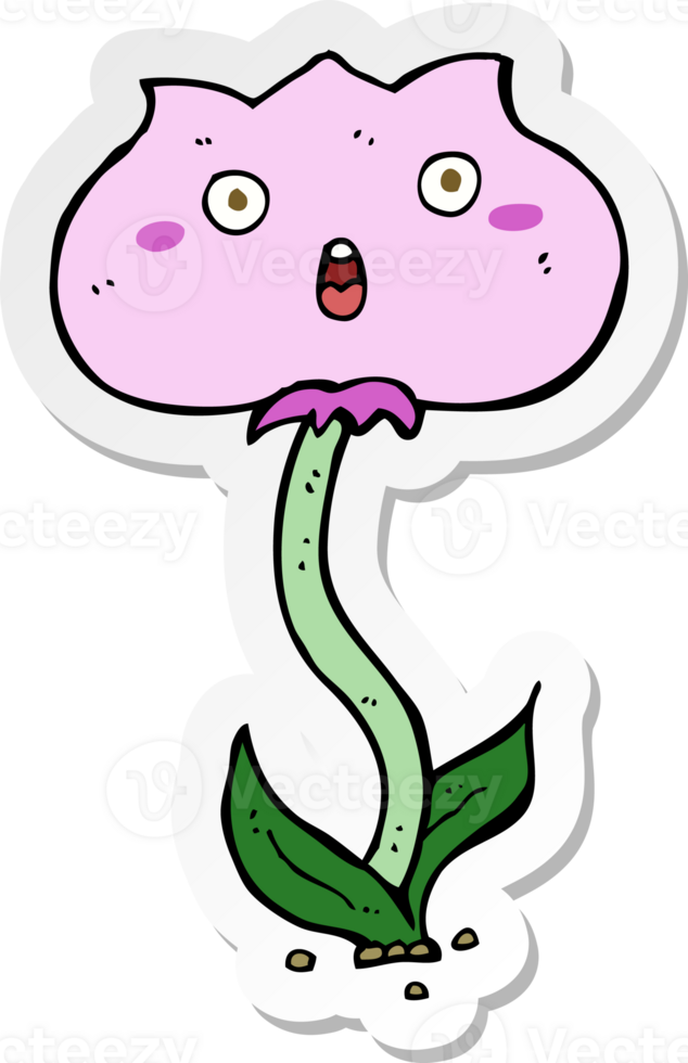 sticker of a cartoon shocked flower png