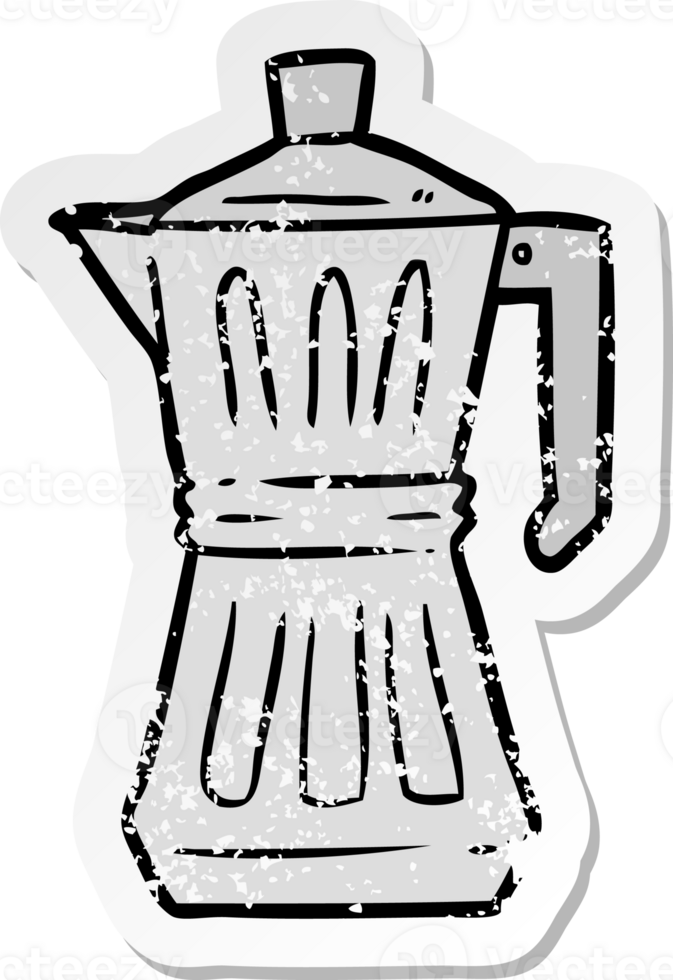 distressed sticker of a cartoon espresso maker png