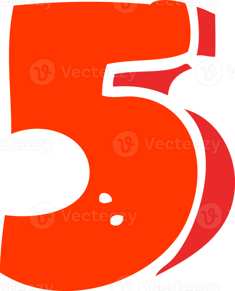 flat color illustration cartoon number five png