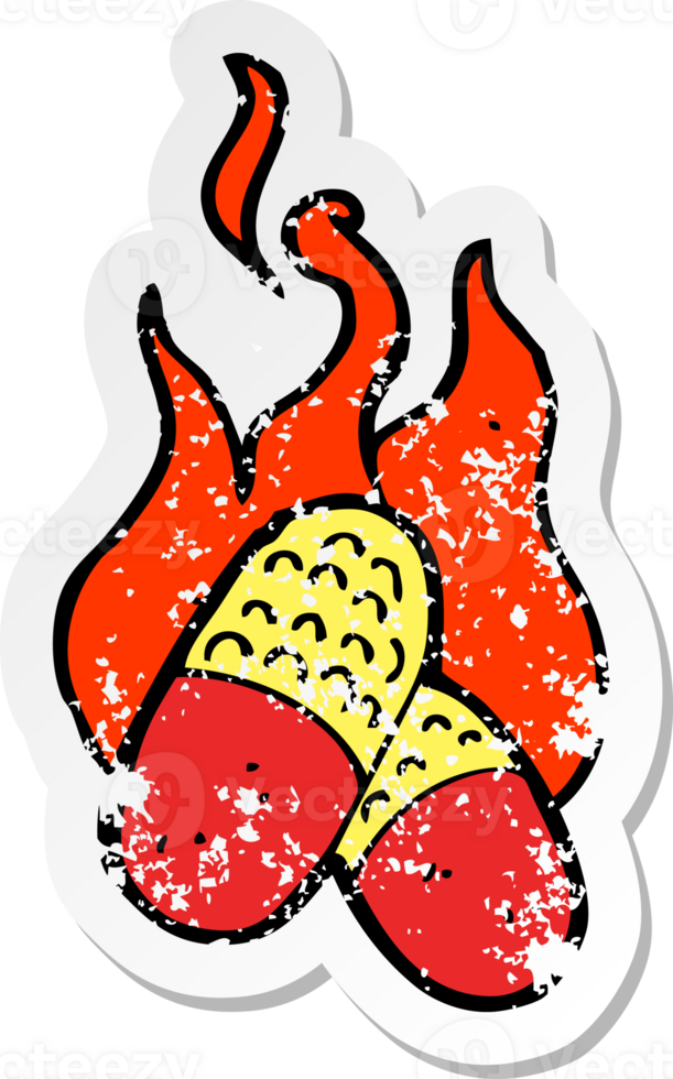 retro distressed sticker of a fire symbol png