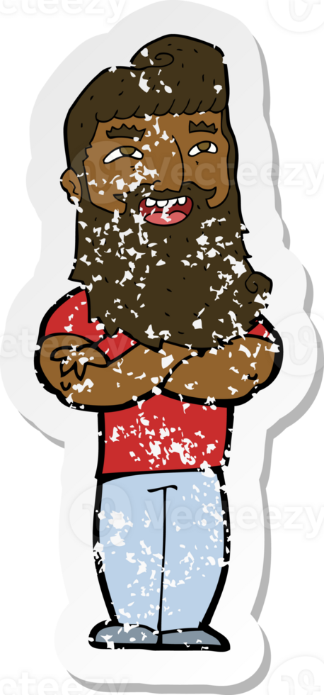 retro distressed sticker of a cartoon proud man png