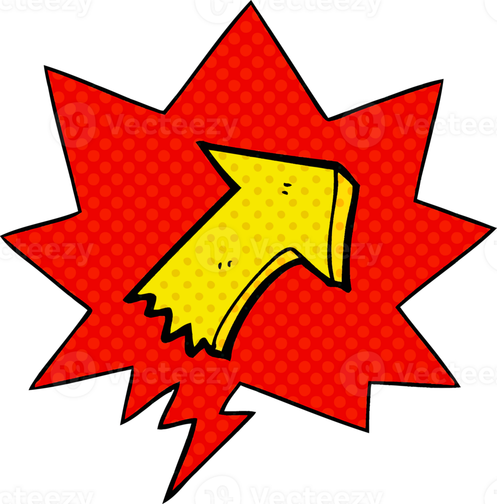 cartoon pointing arrow and speech bubble in comic book style png