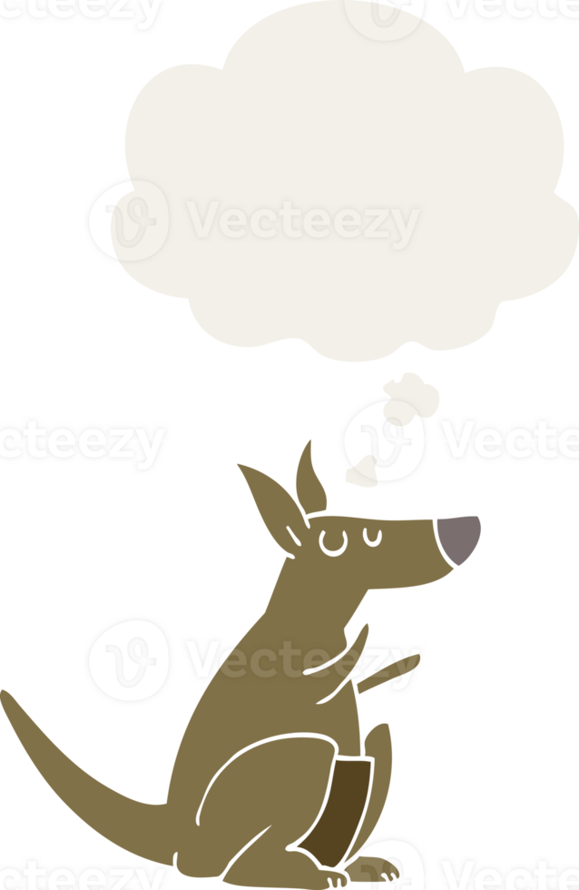 cartoon kangaroo and thought bubble in retro style png