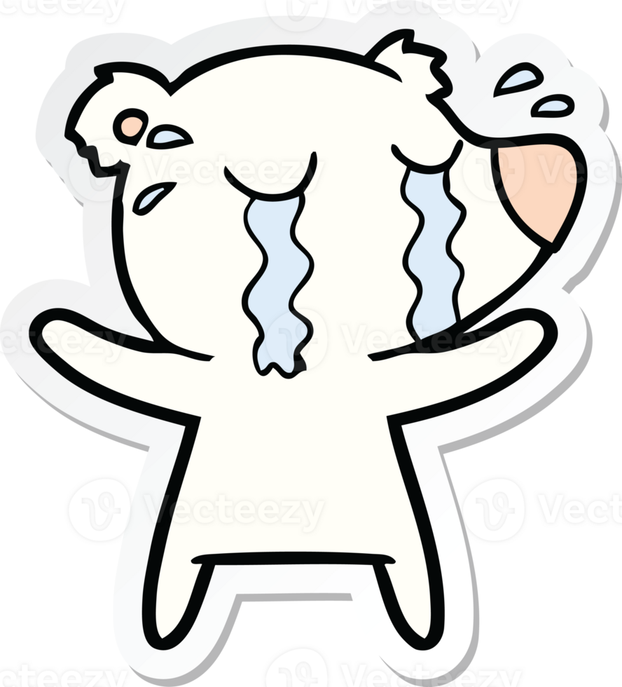 sticker of a cartoon crying polar bear png
