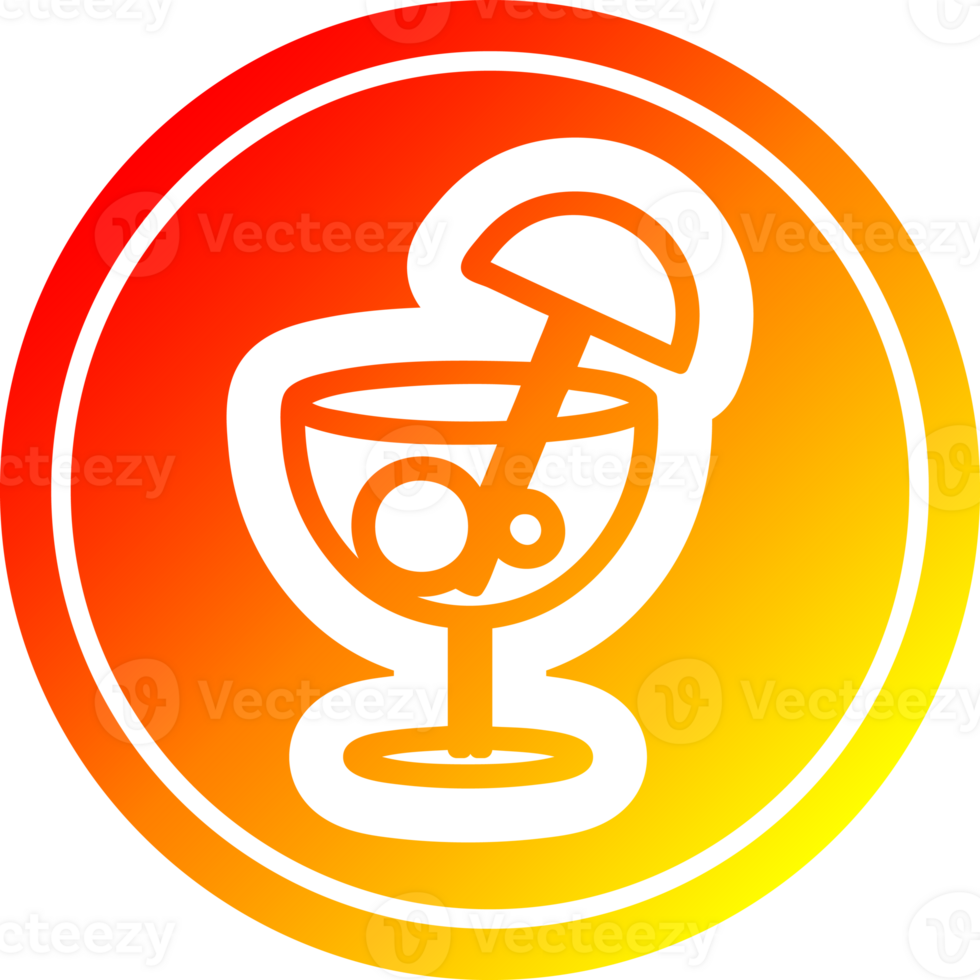 cocktail with umbrella circular in hot gradient spectrum png