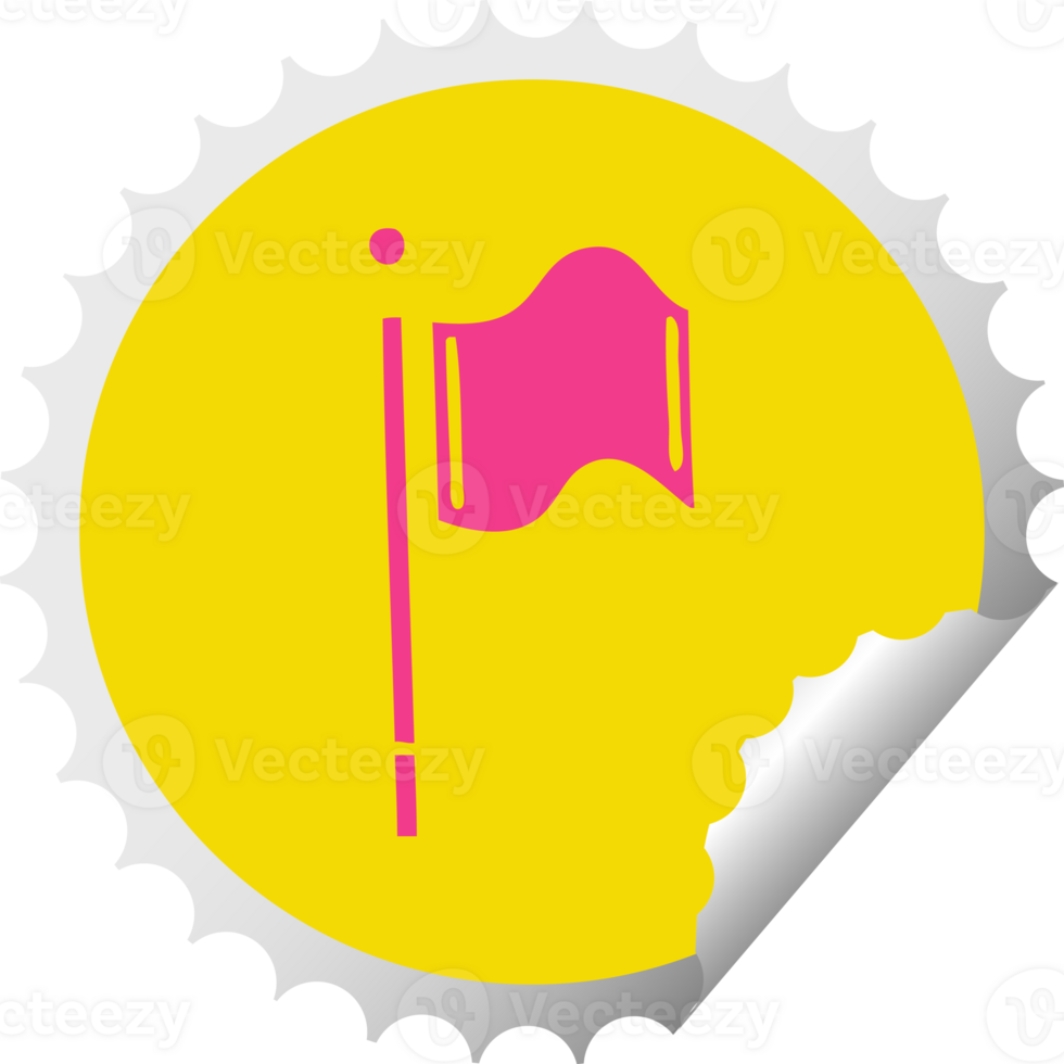 circular peeling sticker cartoon red flag png