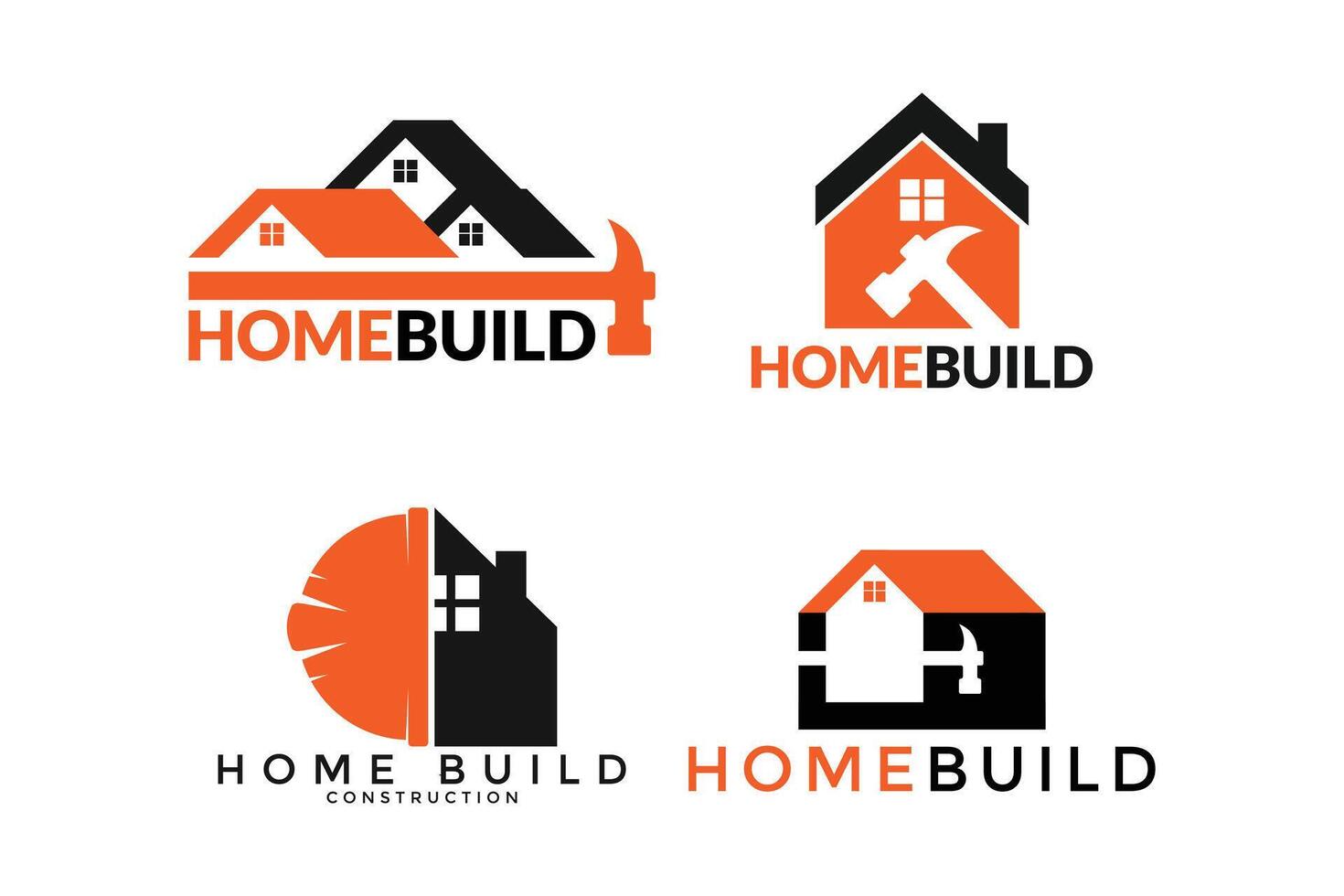 set of building conctruction real estate logo design concept with hammer and helmet safety vector
