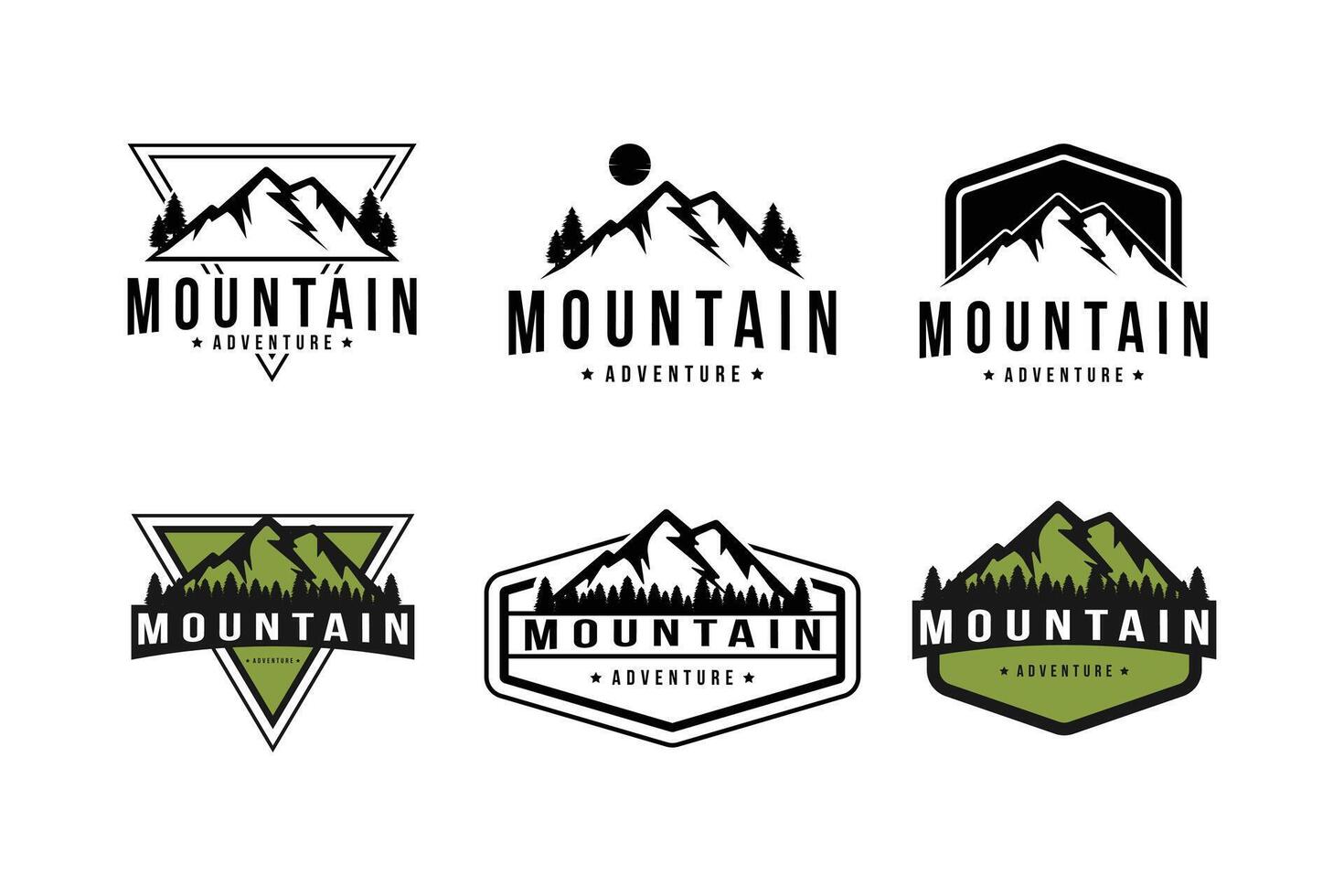 conjunto de montaña aventuras al aire libre logo diseño Clásico retro estilo vector modelo