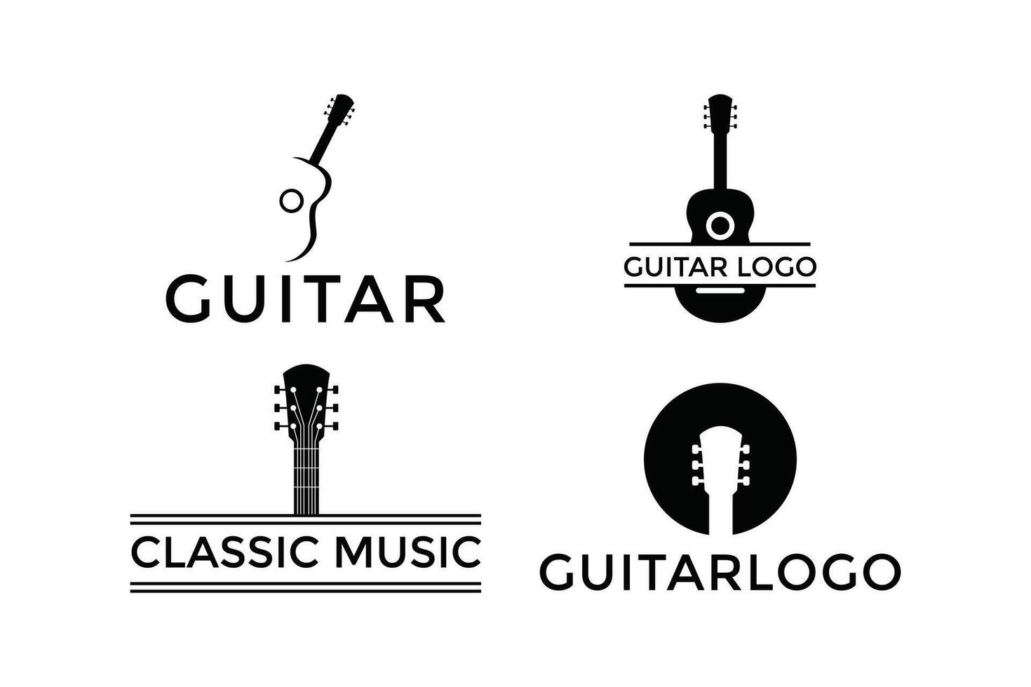 conjunto de guitarra silueta logo diseño creativo idea vector