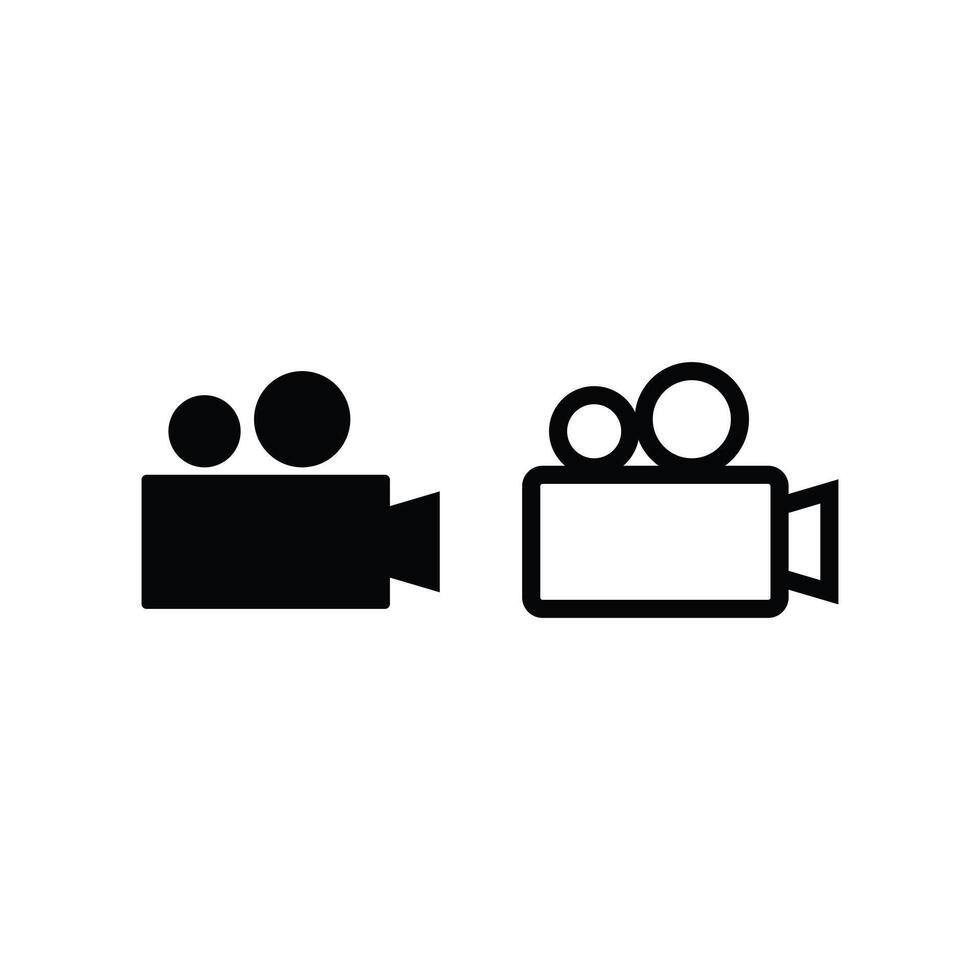 Camera film icon vector silhouette and line on white background