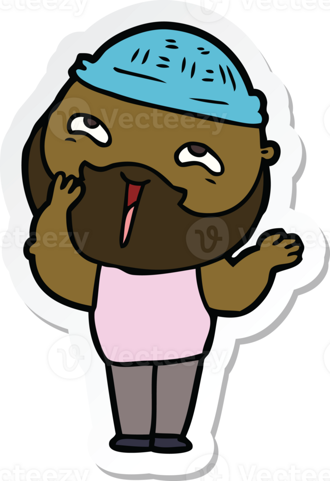 sticker of a cartoon happy bearded man png