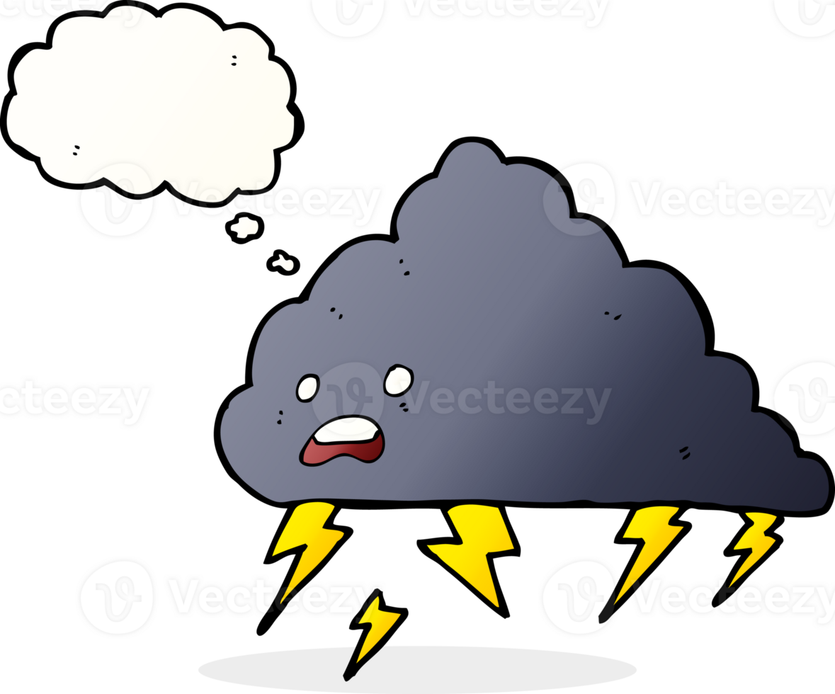 cartoon thundercloud with thought bubble png