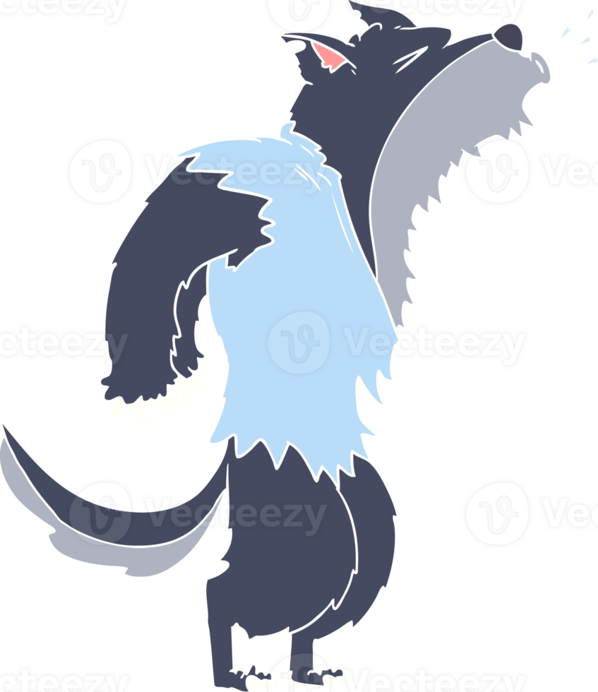 flat color style cartoon howling werewolf png