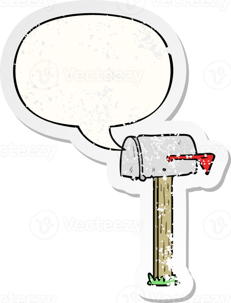 cartoon mailbox en tekstballon noodlijdende sticker png