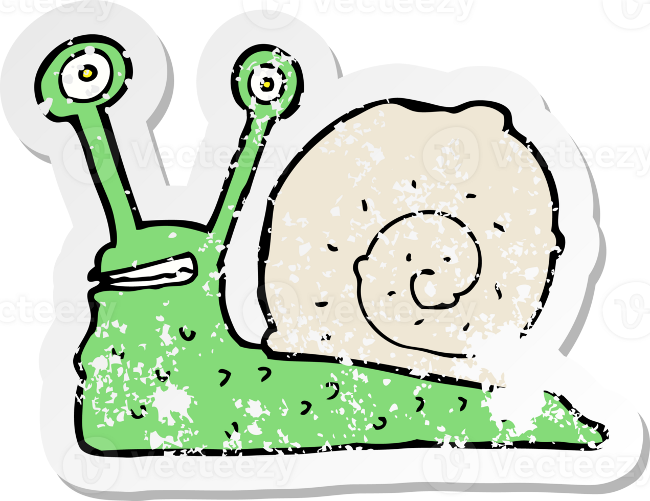 retro distressed sticker of a cartoon snail png