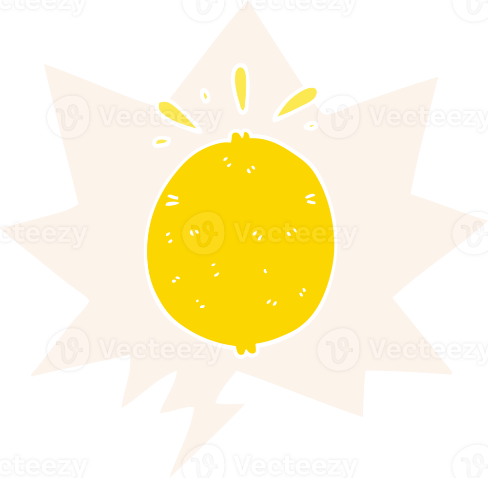 cartoon lemon and speech bubble in retro style png