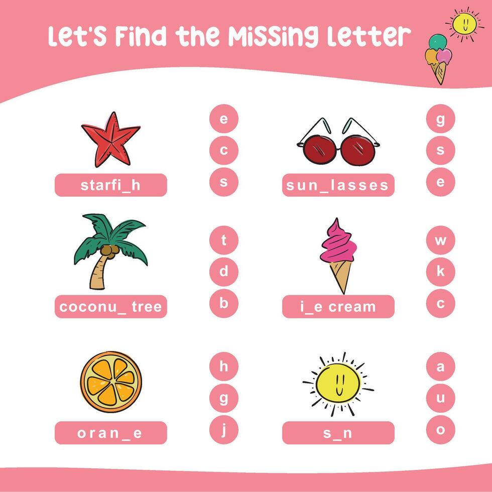 desaparecido letras hoja de cálculo. completar el letras en inglés. niños educativo juego. imprimible hoja de cálculo para preescolar. escritura práctica vector