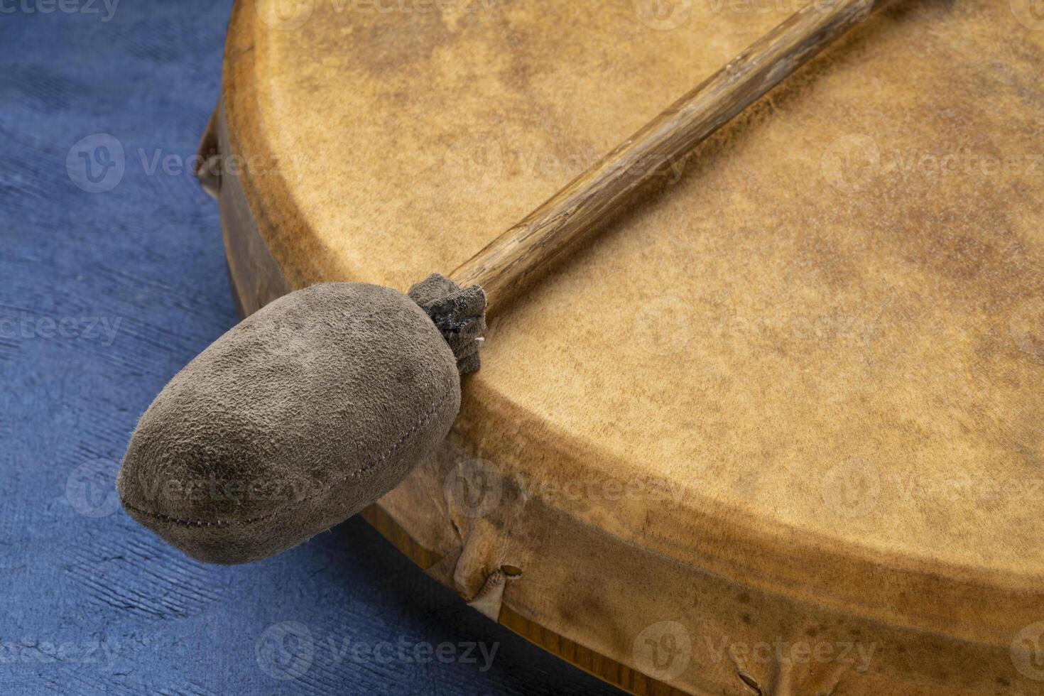 handmade, native American style, shaman frame drum with a beater photo