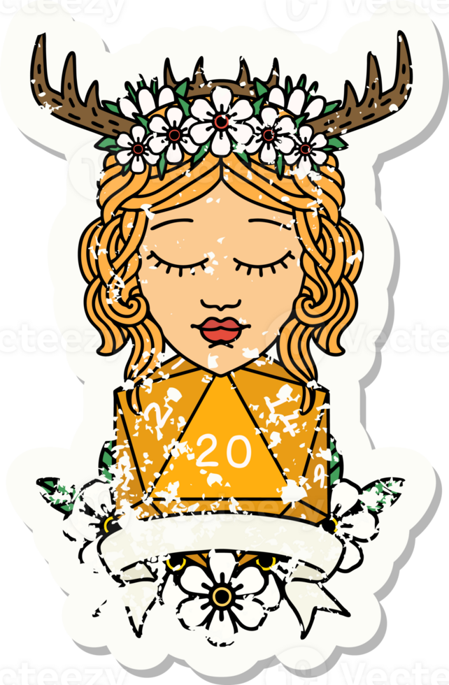 human druid with natural twenty roll illustration png