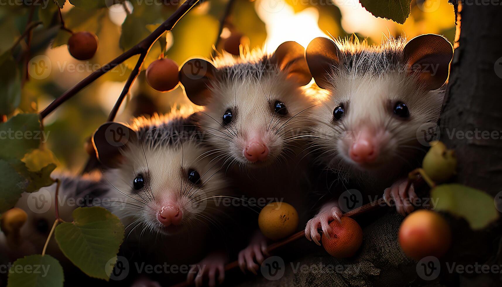 AI generated Cute small mammal, hedgehog, looking playful in autumn forest generated by AI photo