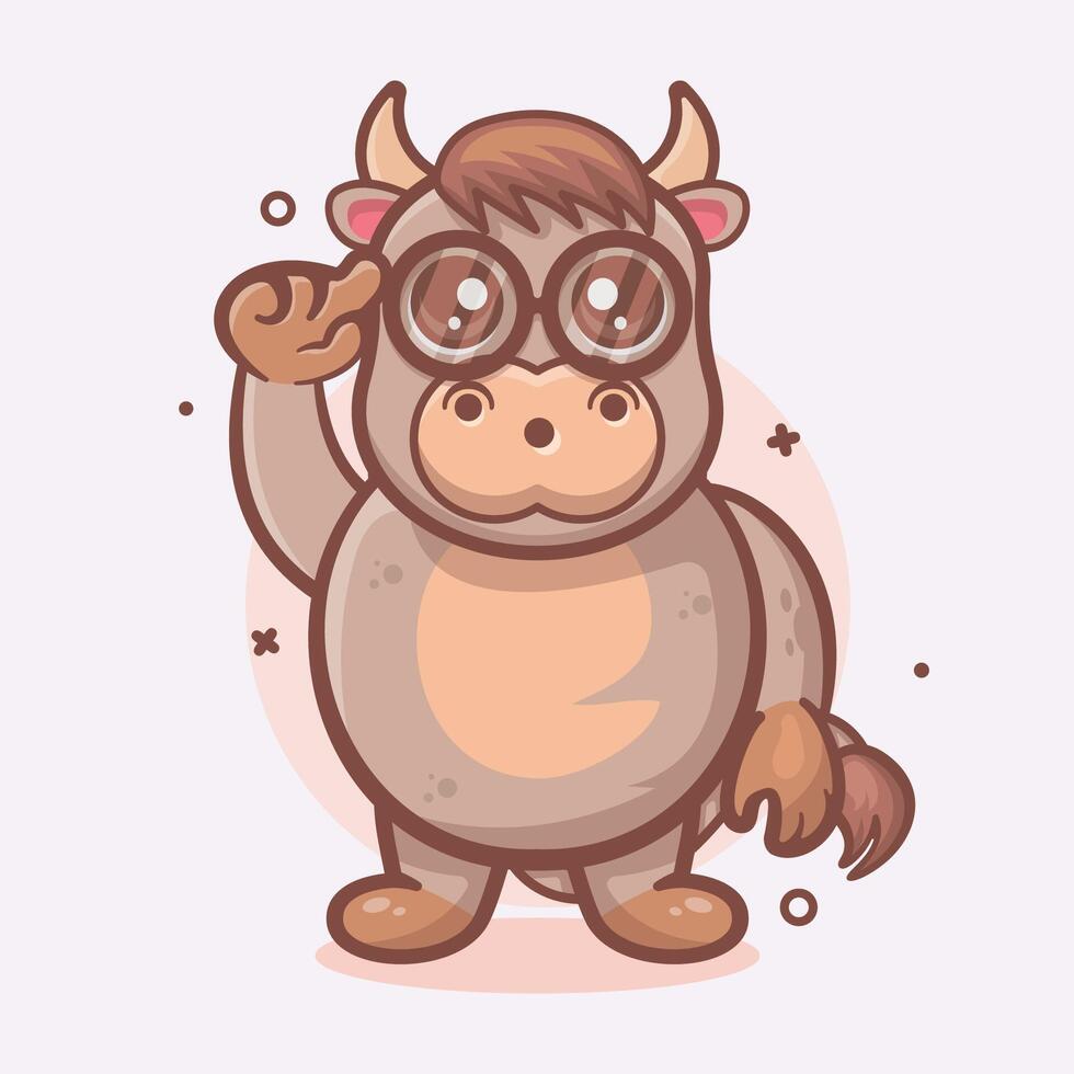 funny bull animal character mascot with think gesture isolated cartoon in flat style design vector