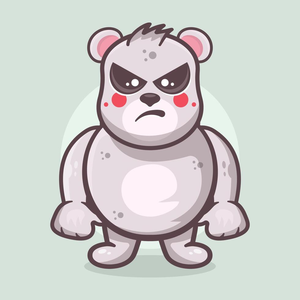 grave polar oso animal personaje mascota con un enojado expresión aislado dibujos animados vector