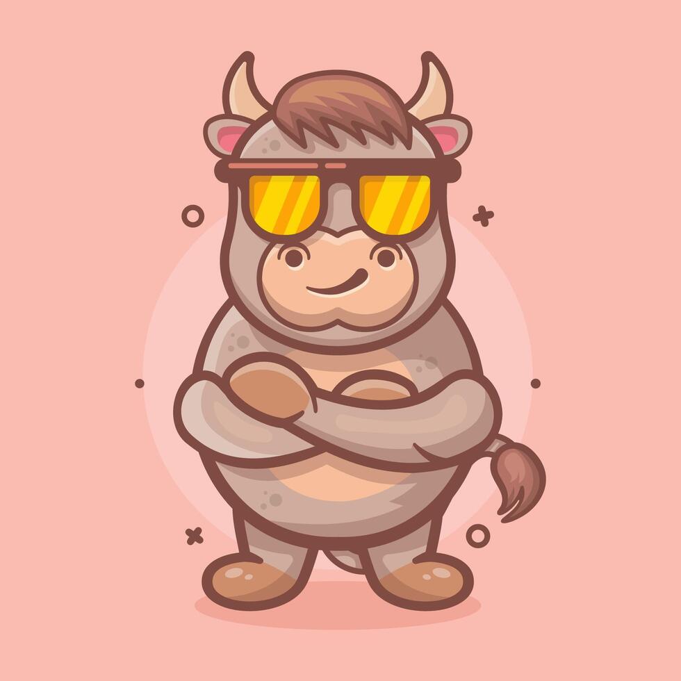 cool bull animal character mascot with crossed arms isolated cartoon in flat style design vector