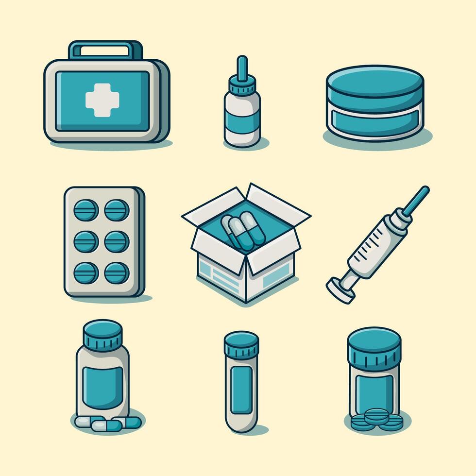 medicine icon set in flat style design vector