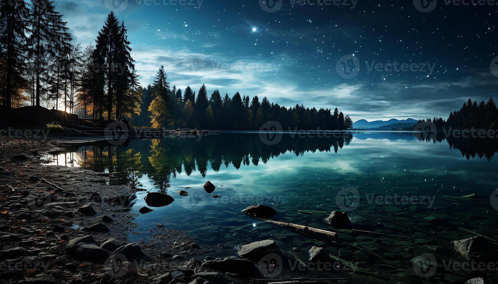 AI generated Tranquil scene mountain peak reflects in serene blue pond generated by AI photo