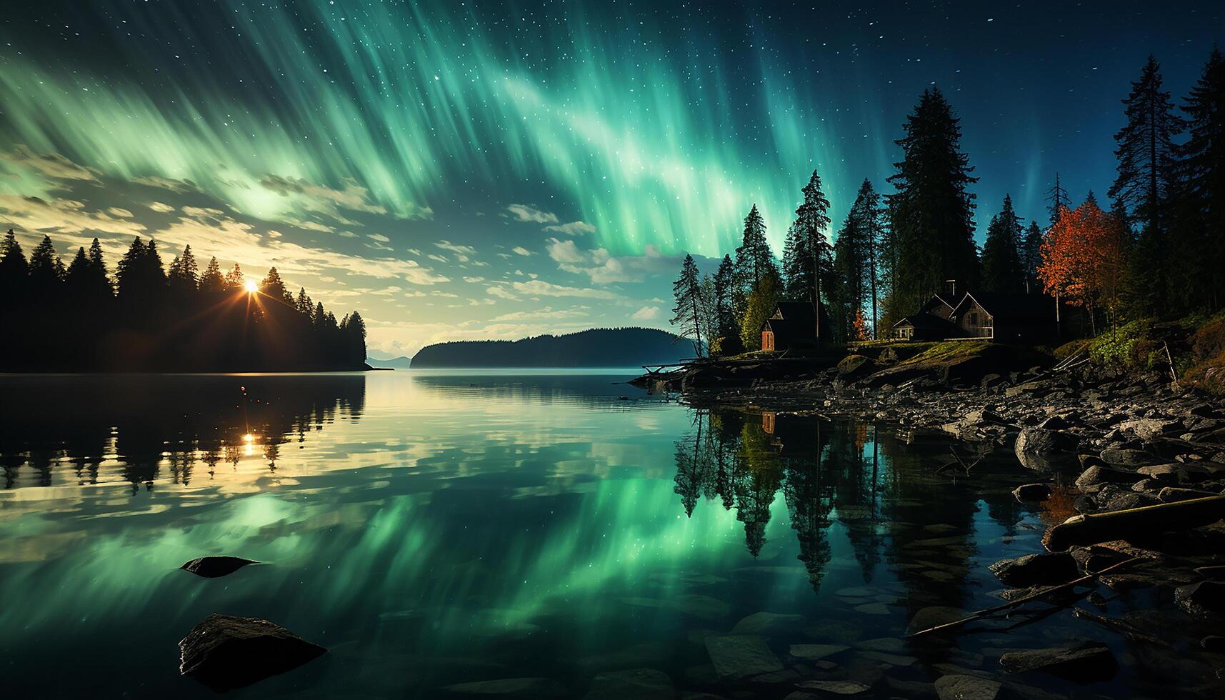 AI generated A tranquil scene of a majestic mountain peak at dusk generated by AI photo