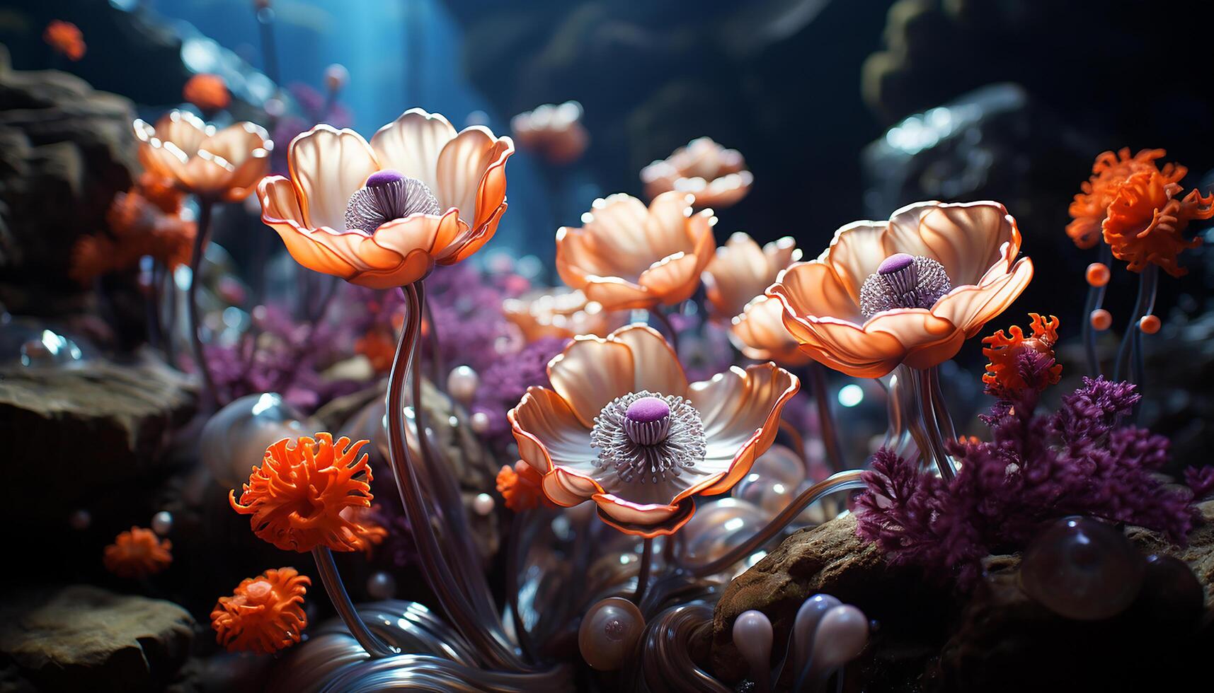 AI generated The underwater reef showcases the close up beauty of nature generated by AI photo