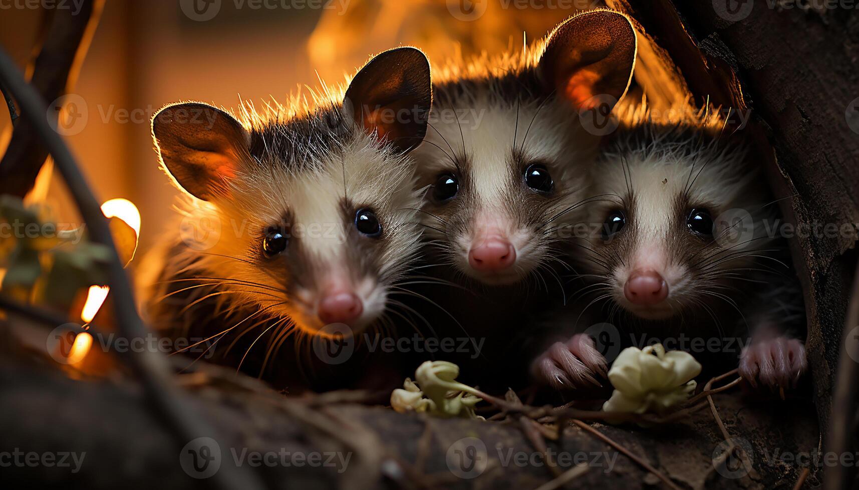 AI generated Cute small mammal looking at camera in nature night generated by AI photo