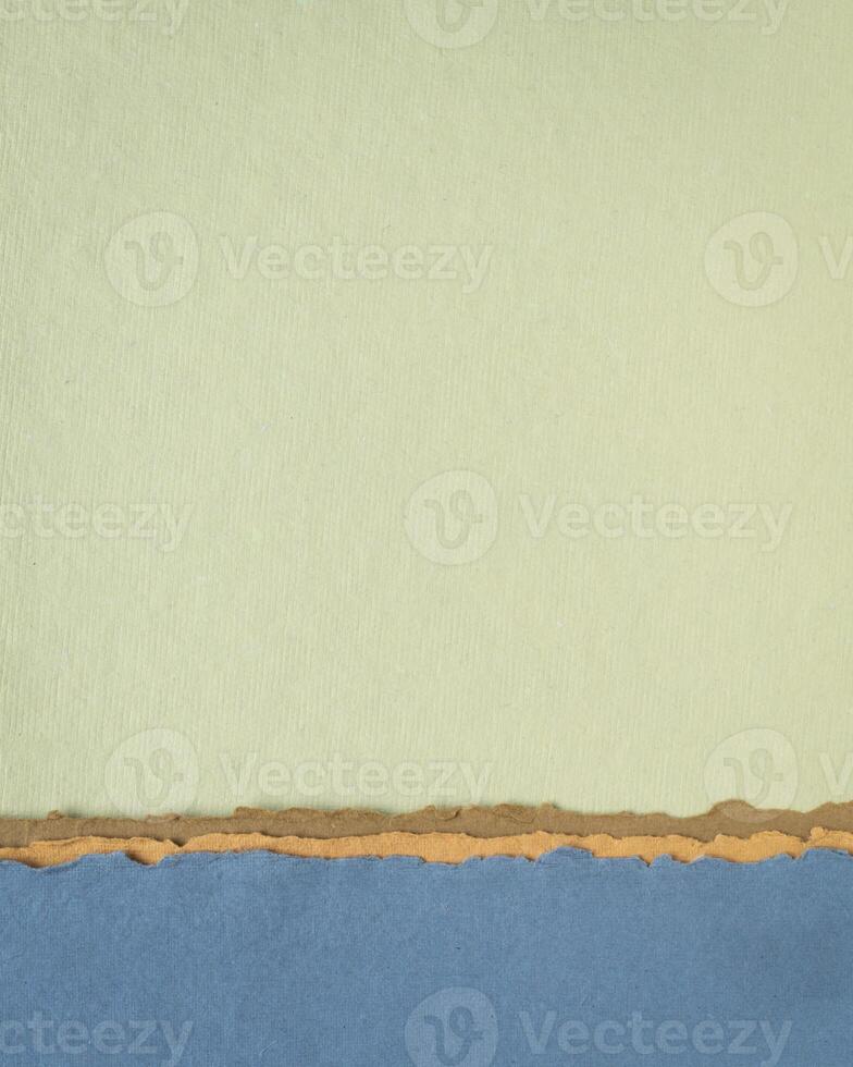 abstract paper landscape in green and blue pastel tones - collection of handmade rag papers photo