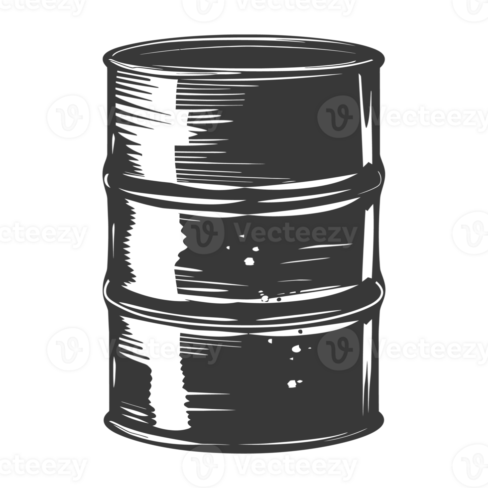 AI generated Silhouette of drum or barrel black color only png