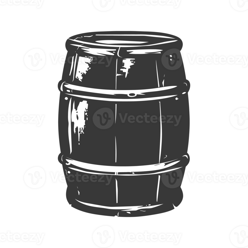 AI generated Silhouette of drum or barrel black color only png
