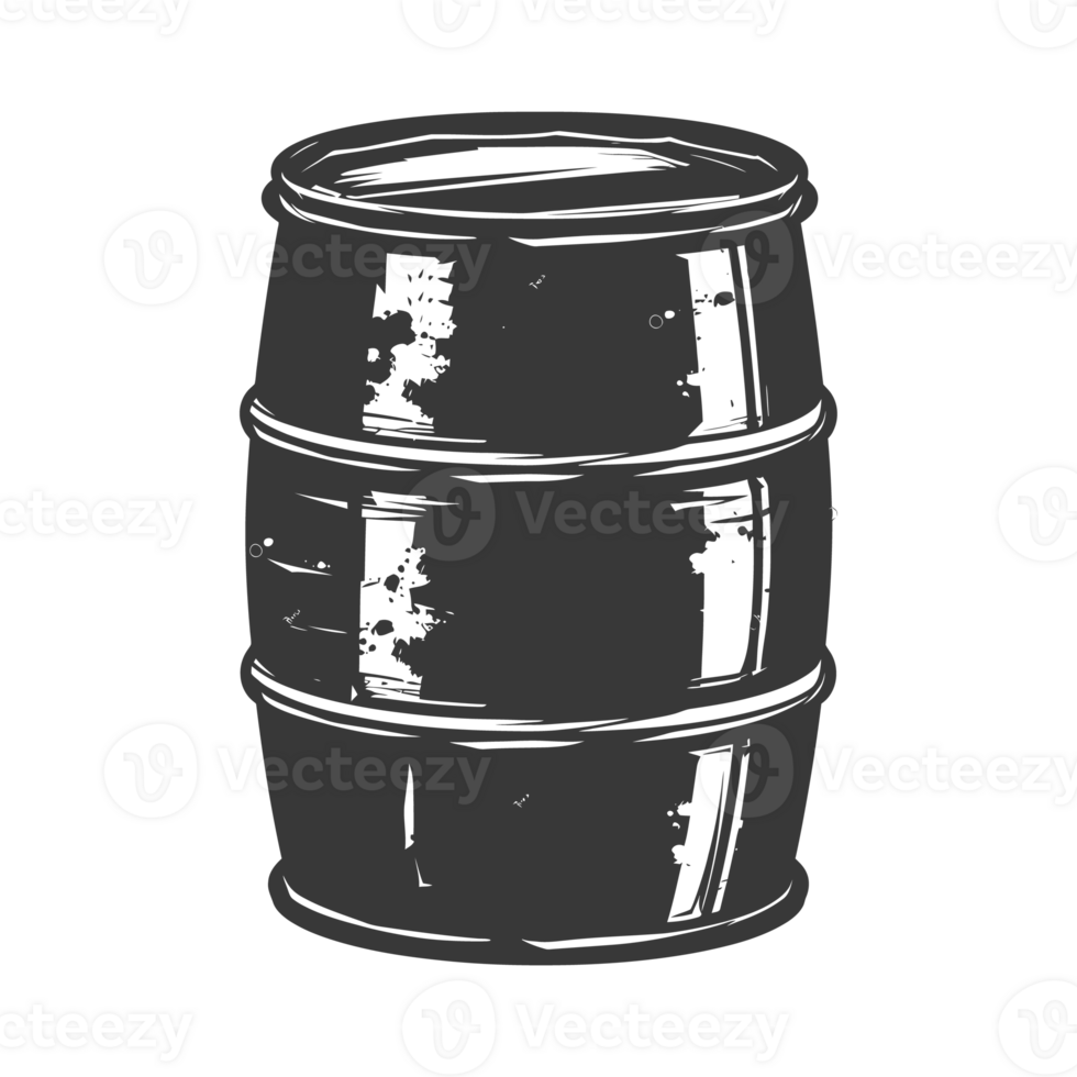 AI generated Silhouette of drum or barrel black color only png