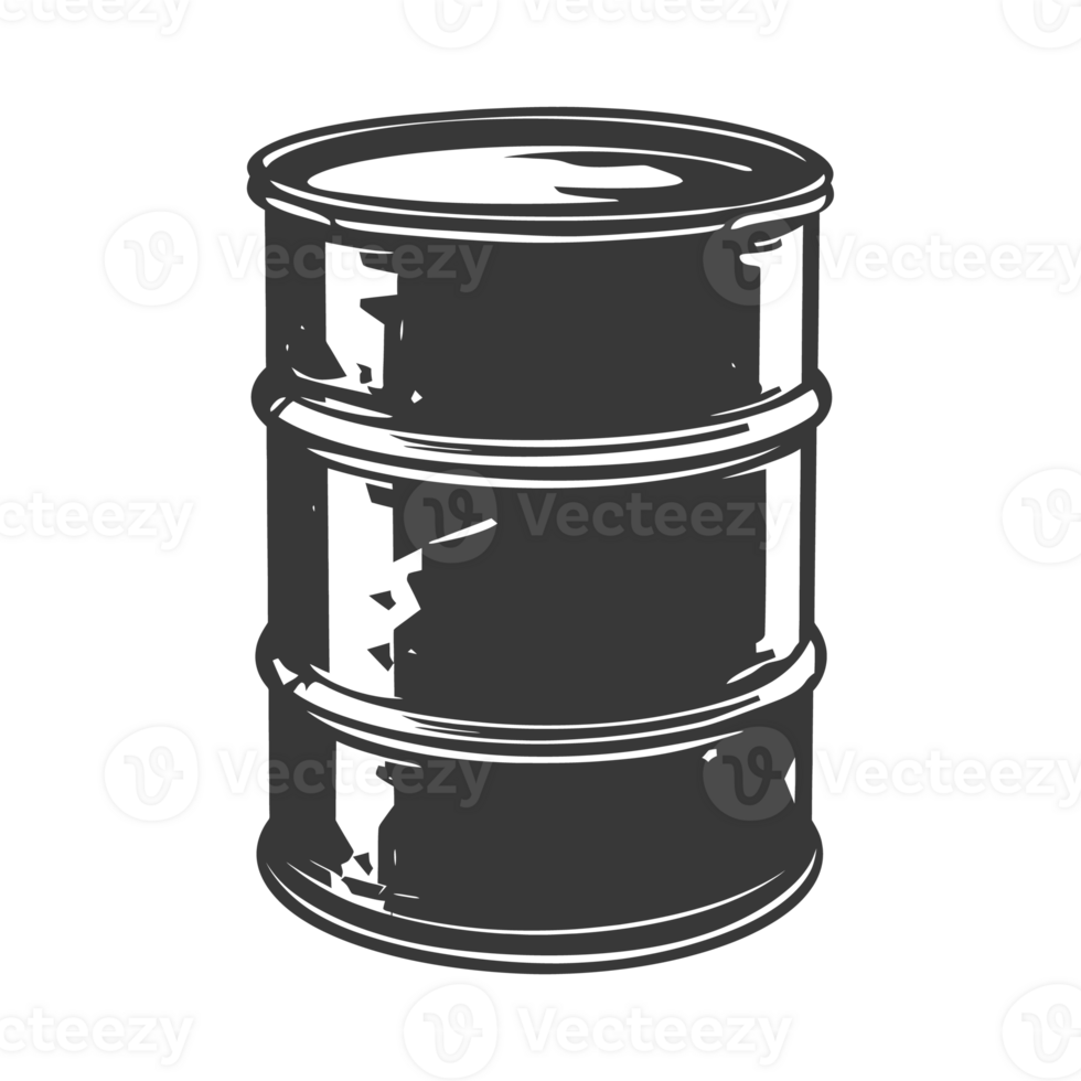 AI generated Silhouette of drum or barrel black color only png