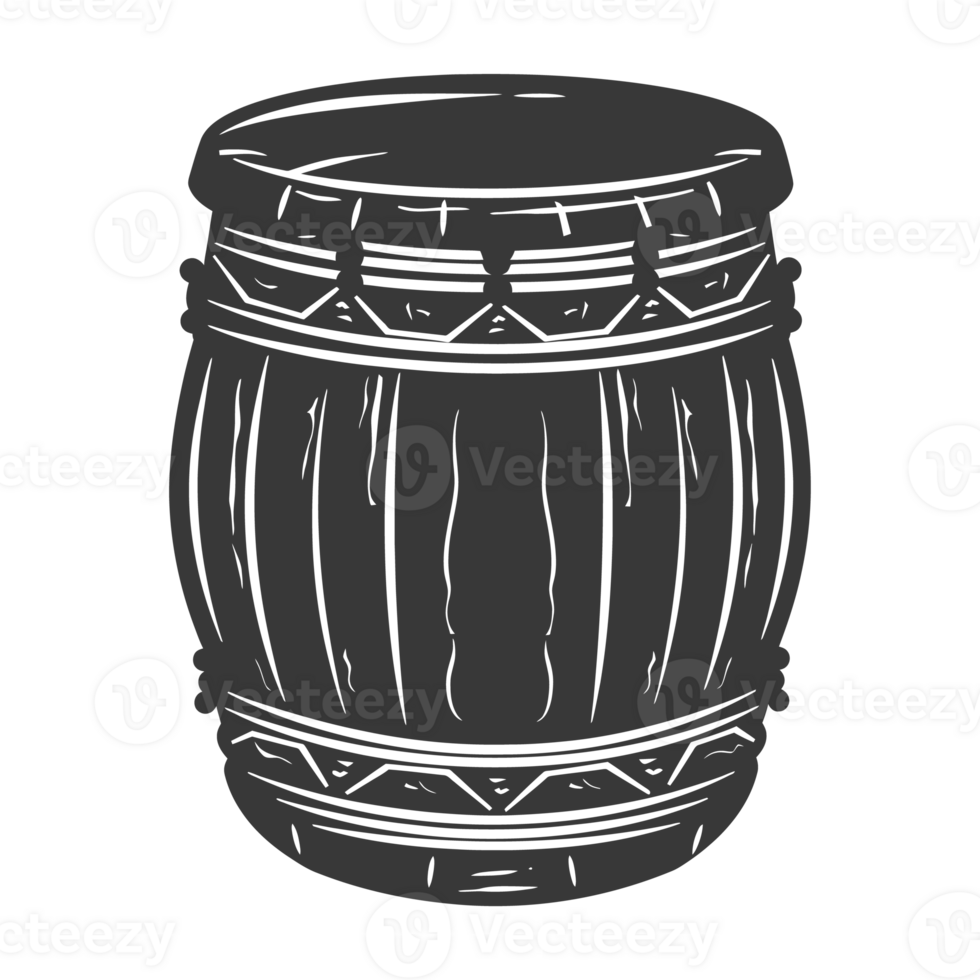 AI generated Silhouette of drum or barrel black color only png