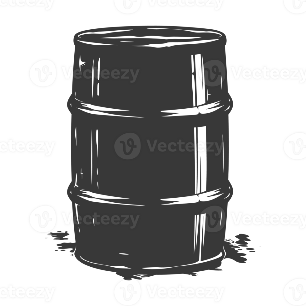 AI generated Silhouette of drum or barrel black color only png