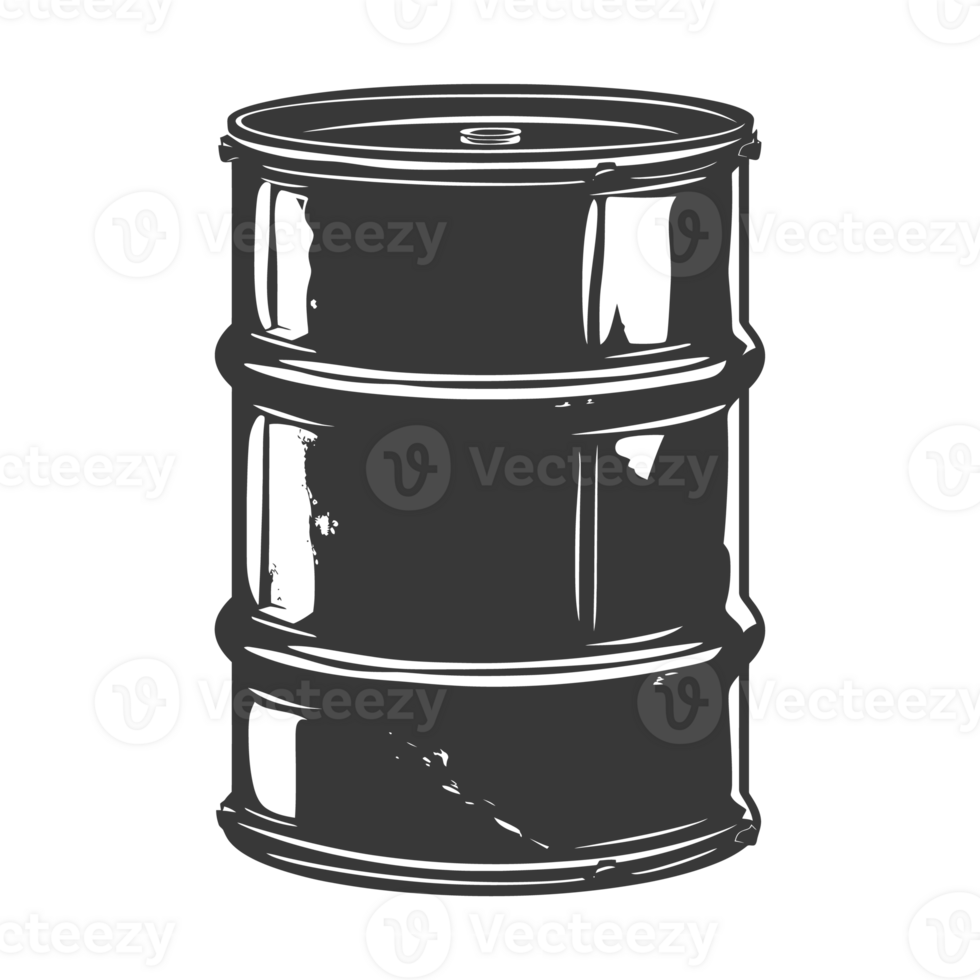 AI generated Silhouette of drum or barrel black color only png