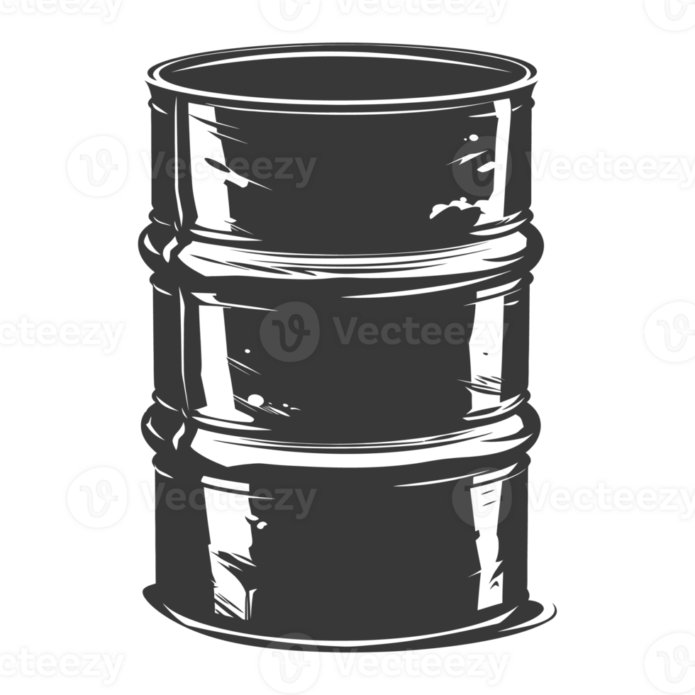 AI generated Silhouette of drum or barrel black color only png