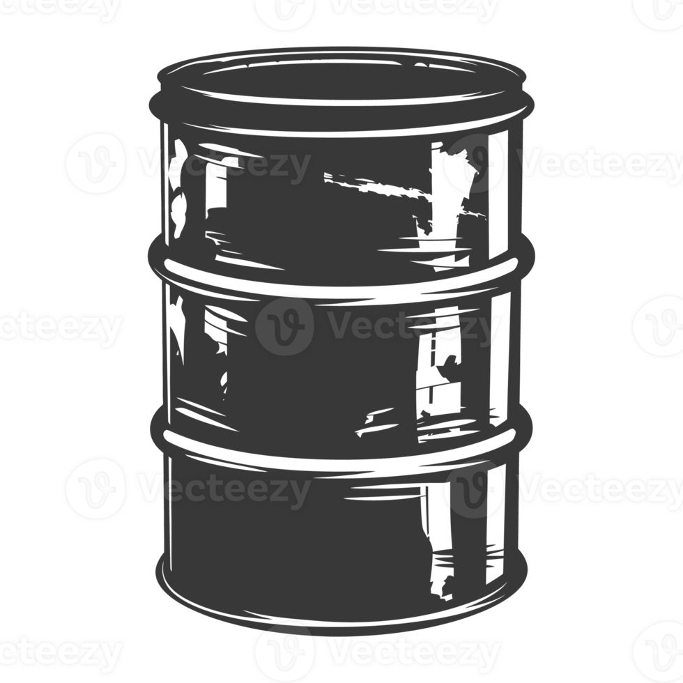 AI generated Silhouette of drum or barrel black color only png