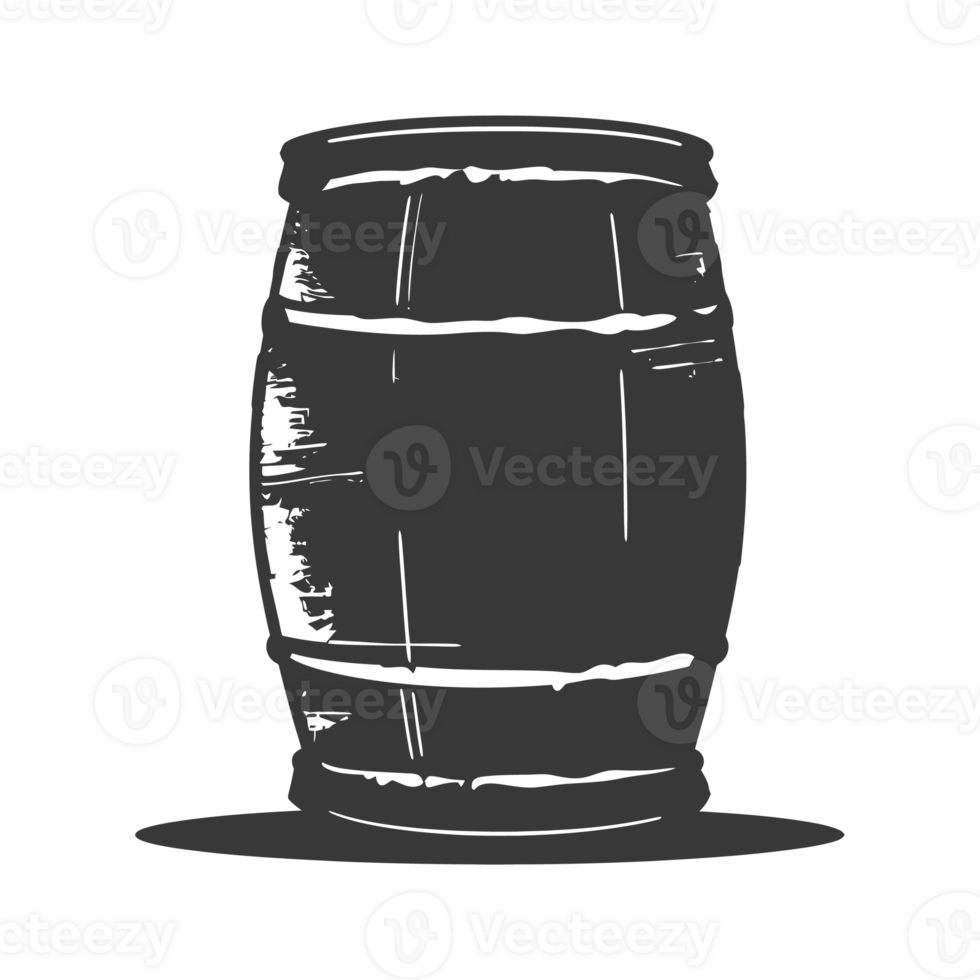 AI generated Silhouette of drum or barrel black color only png
