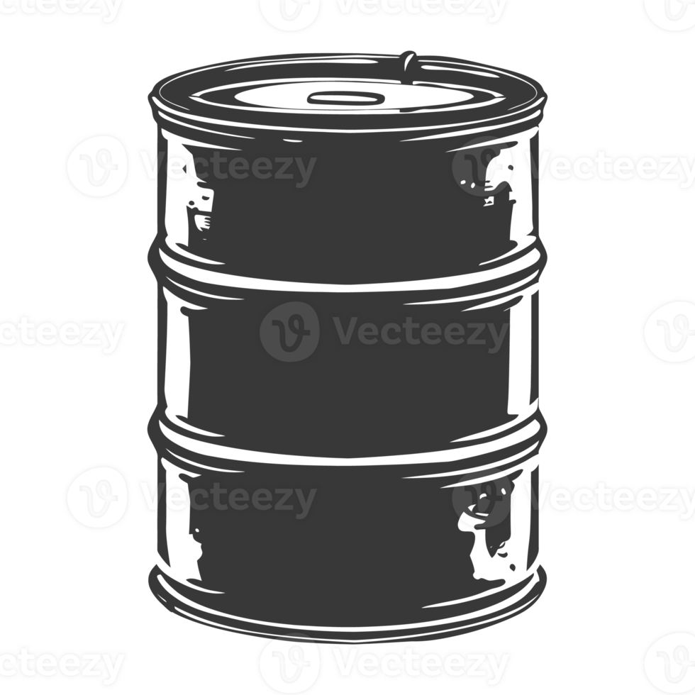 AI generated Silhouette of drum or barrel black color only png