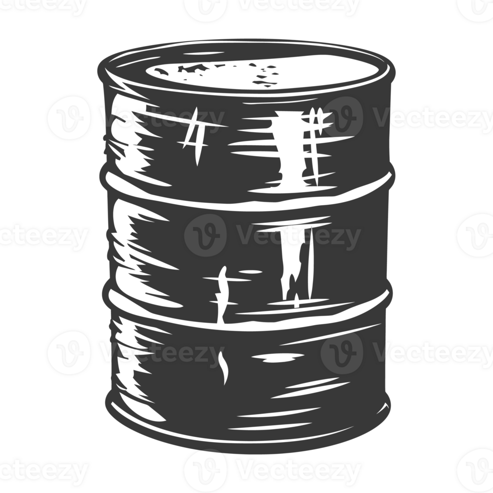 AI generated Silhouette of drum or barrel black color only png