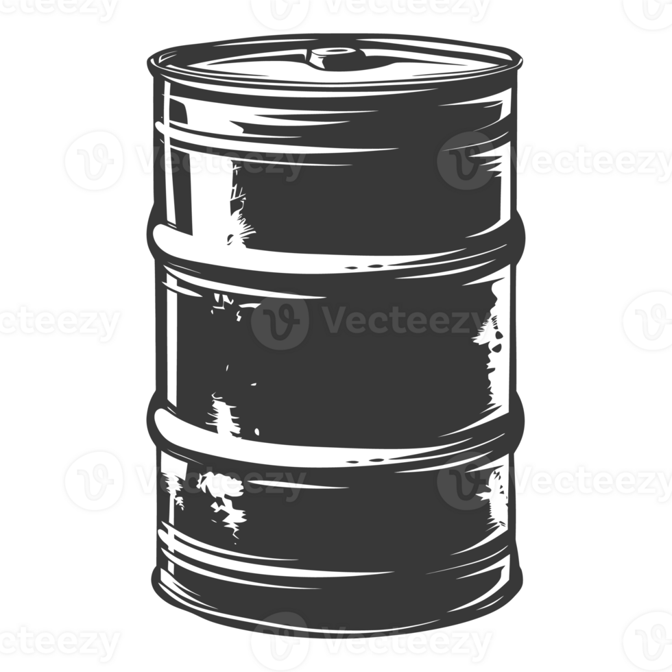 AI generated Silhouette of drum or barrel black color only png
